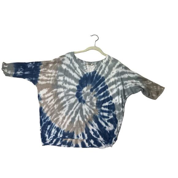 Angela Blouse Top Women's SZ L Multicolor Tie Dye 1/4 Sleeve Crew Neck Knitted - Picture 3 of 6